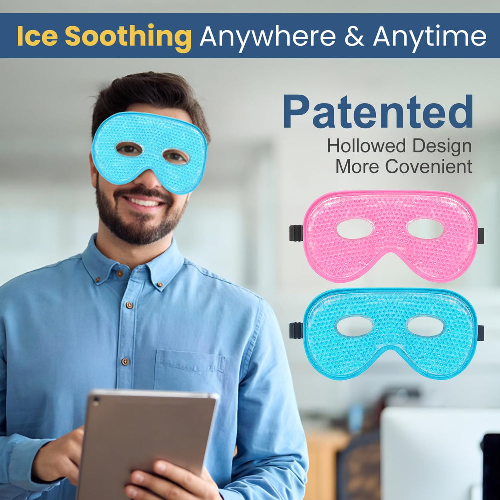 BeeVines Gel Eye Mask 2-pack side view showing plush fabric side for comfort