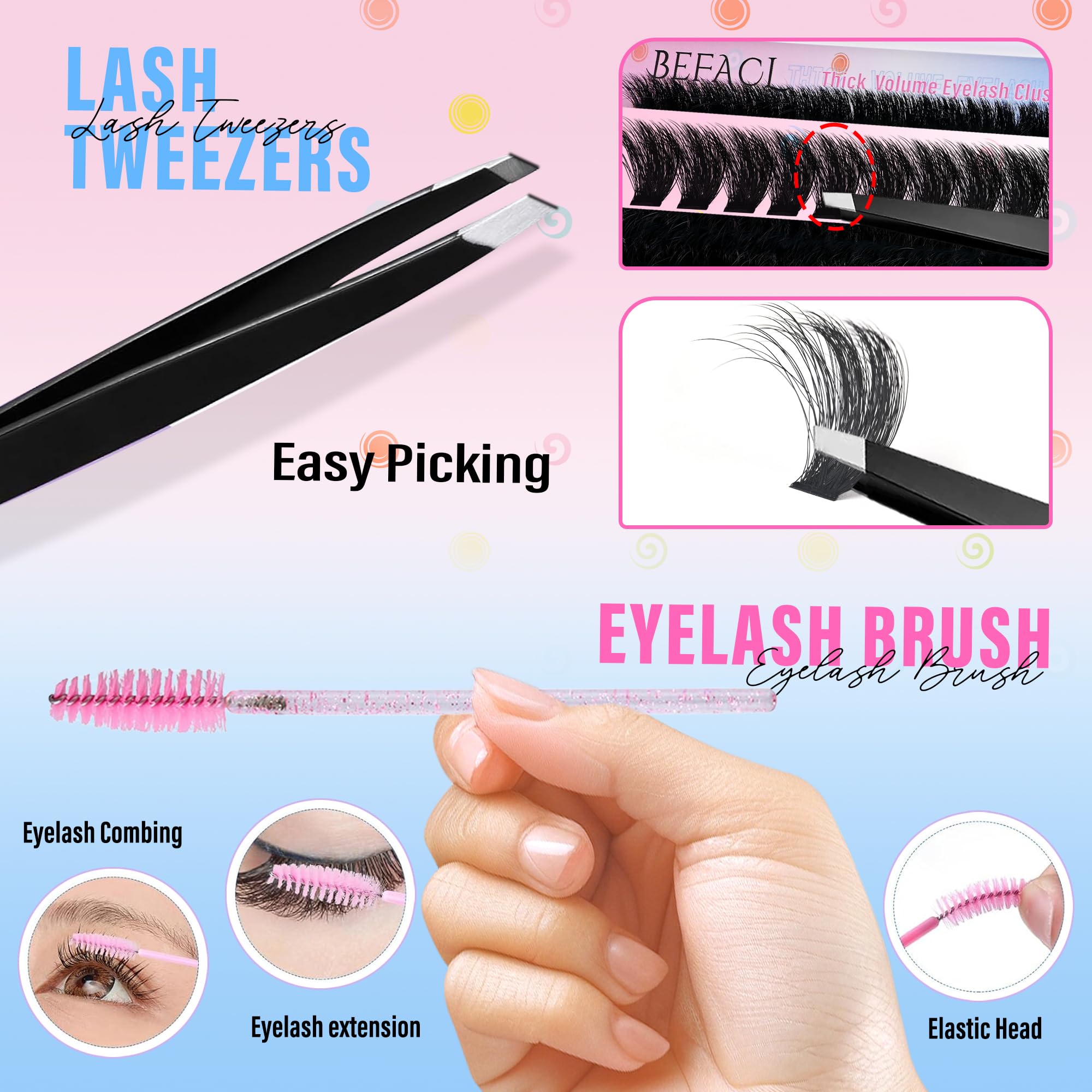 BEFACL D Curl Matte Black Clusters open eyes with feather-light volume.
