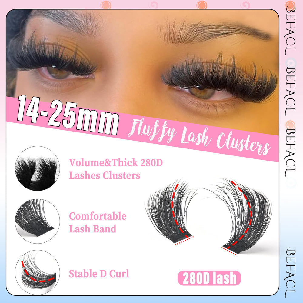BEFACL Professional tweezers highlight precise application for flawless cluster placement.