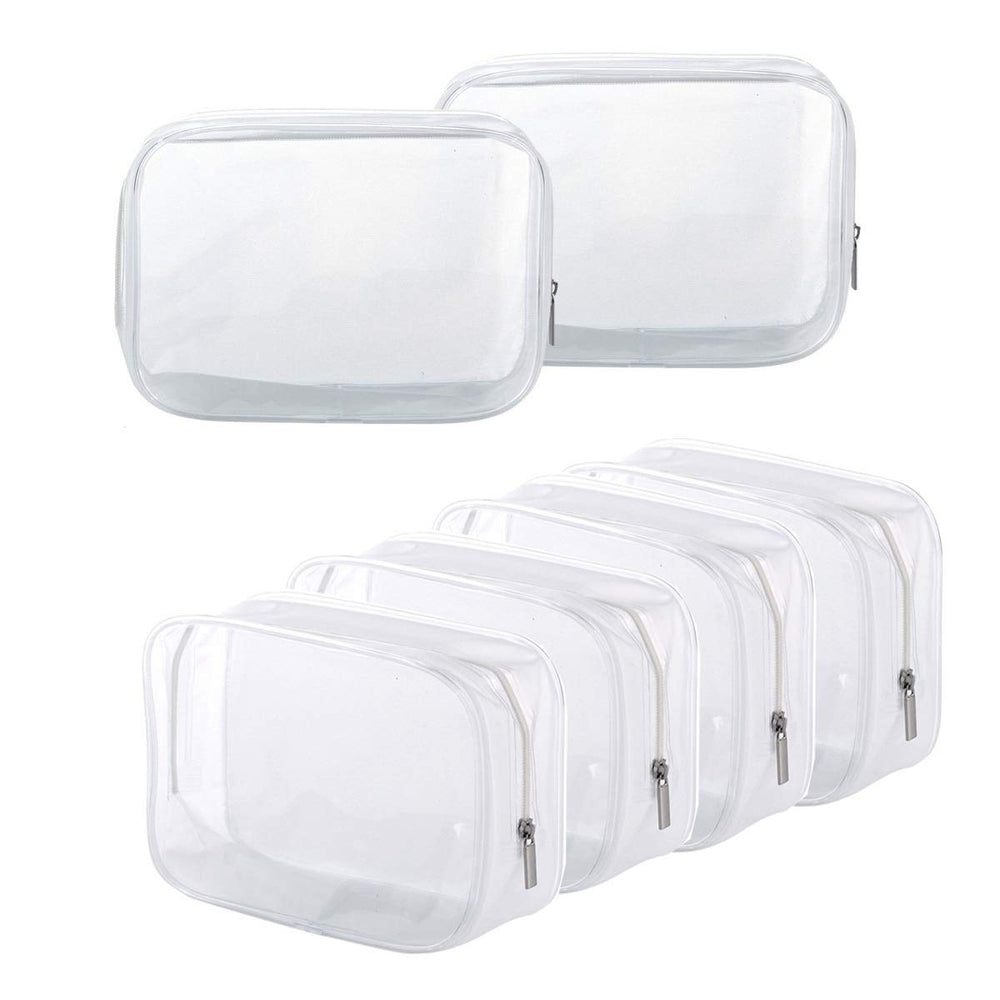 BEFORYOU clear toiletry pouch 6-pack, transparent design for quick item checks during travel.