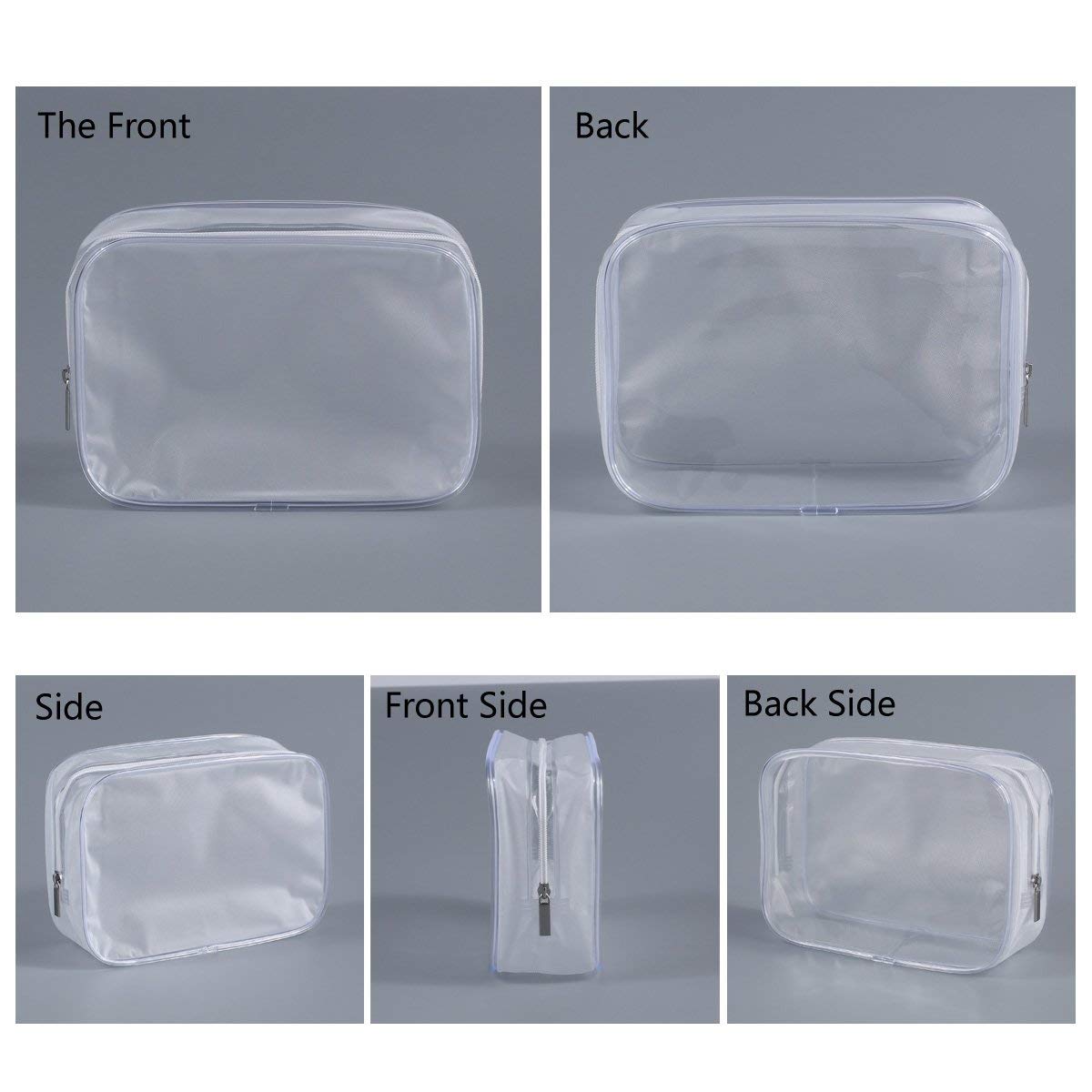 BEFORYOU six-pack clear bags, compact size fits toiletries and cords for home or trip.
