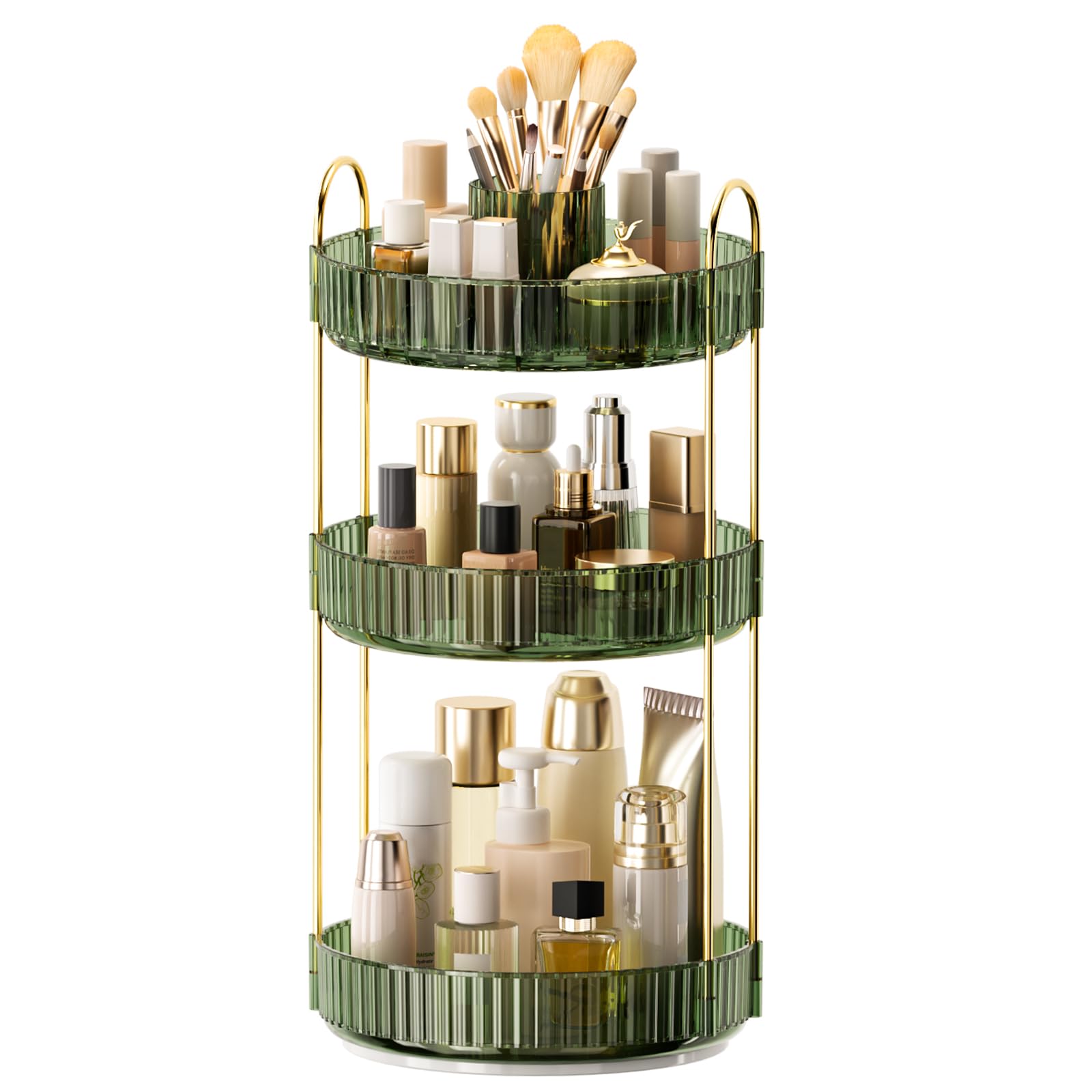 BEFSOP 360° rotating organizer base for easy access to cosmetics and brushes.