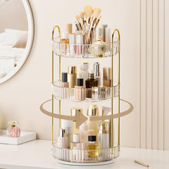 BEFSOP 360° rotating makeup organizer top view for quick access to cosmetics.