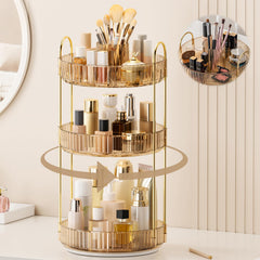 BEFSOP 360° rotating makeup organizer—seamless access to cosmetics at a vanity.