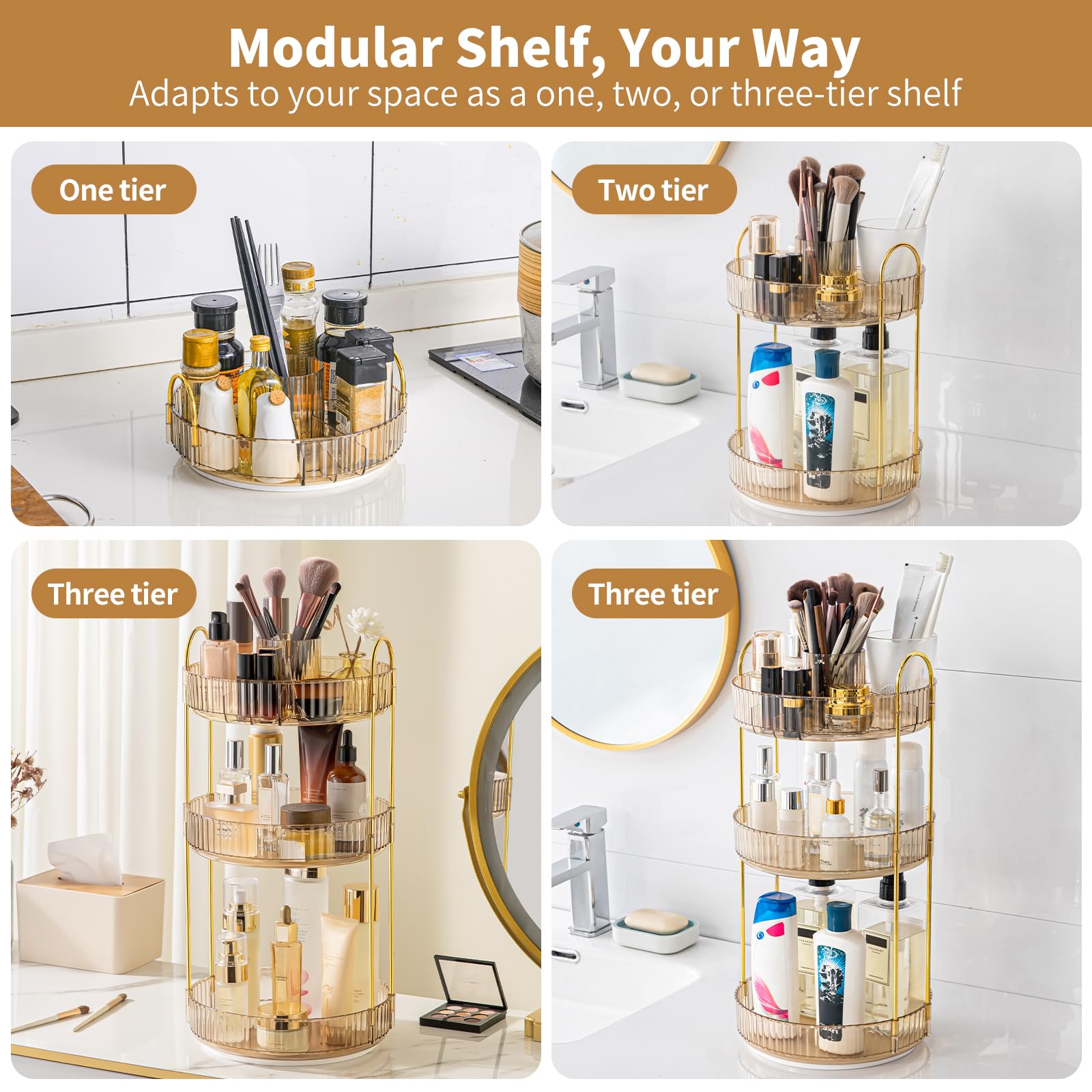 BEFSOP amber vanity organizer—clear acrylic fits lipsticks, brushes, foundations.