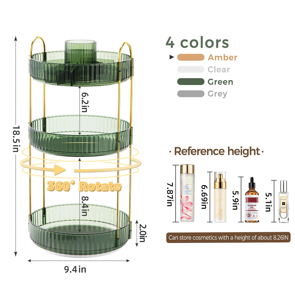 BEFSOP clear cosmetic dresser with brush holder enhances makeup storage.