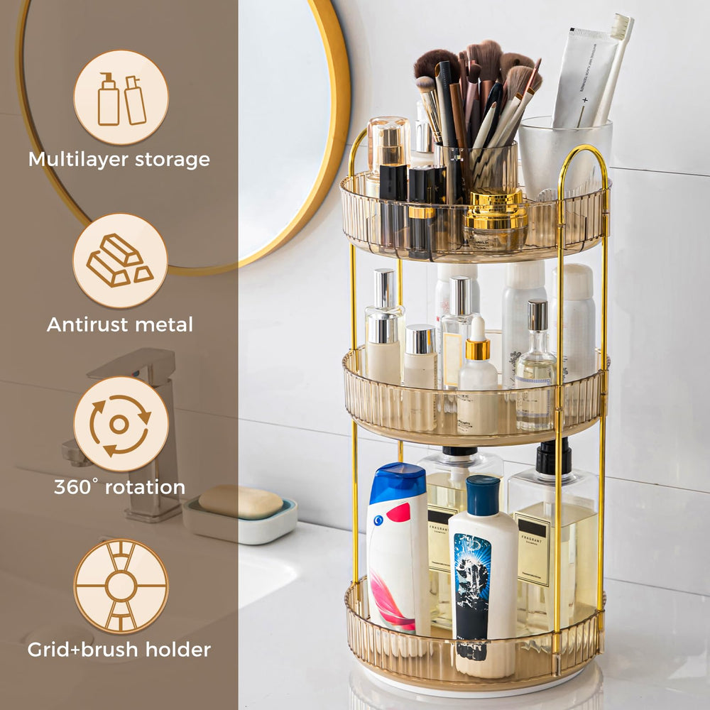 BEFSOP space-saving organizer maximizes counter space for bathroom and vanity items.