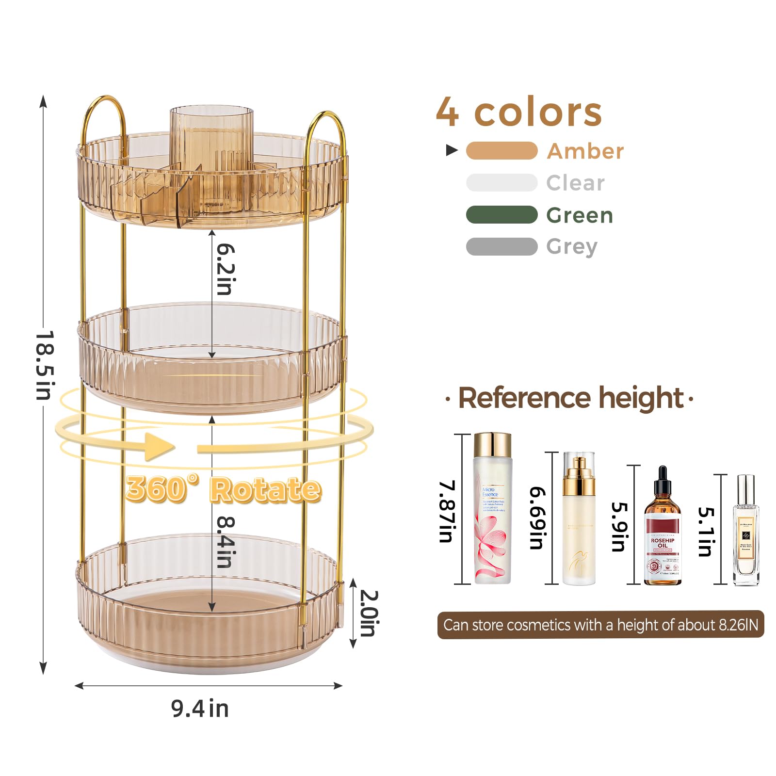 BEFSOP upgraded multi-tier design expands storage for perfumes, skincare, and cosmetics.