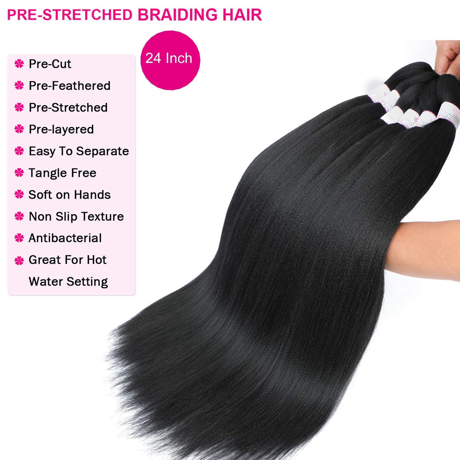 BEFUNNY pre-stretched hair 24in no itch design for comfortable all-day wear.