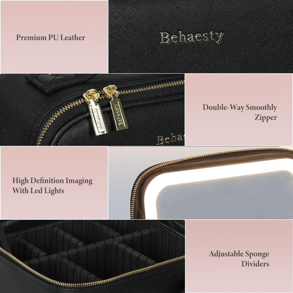 Behaesty dimensions 10.5x9x4.5 inches fit most suitcases.