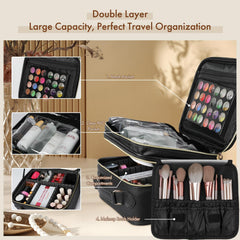 Behaesty double-layer organizer open showing spacious compartments