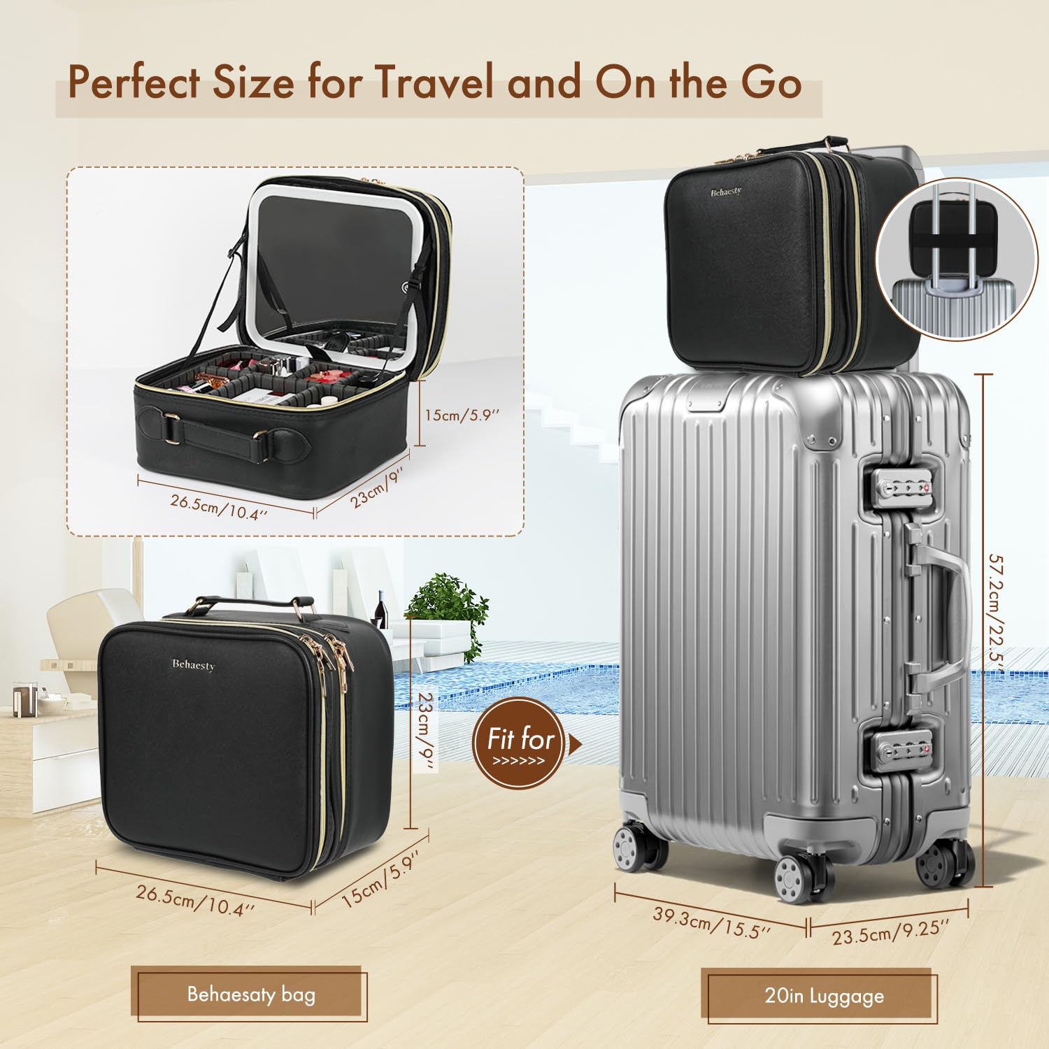 Behaesty luggage strap for hands-free travel with a suitcase
