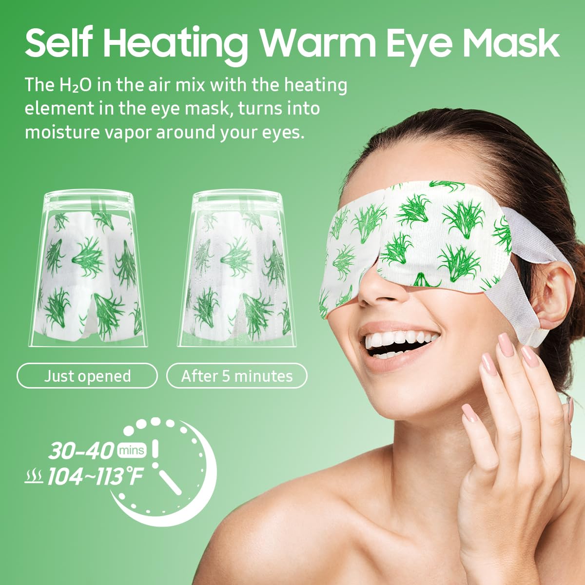 BeHoomi steam eye mask with flexible ear hooks for secure fit