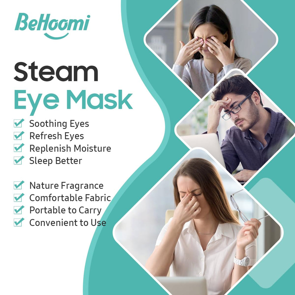 BeHoomi steam eye mask elastic ear hooks ensure a comfy, universal fit.