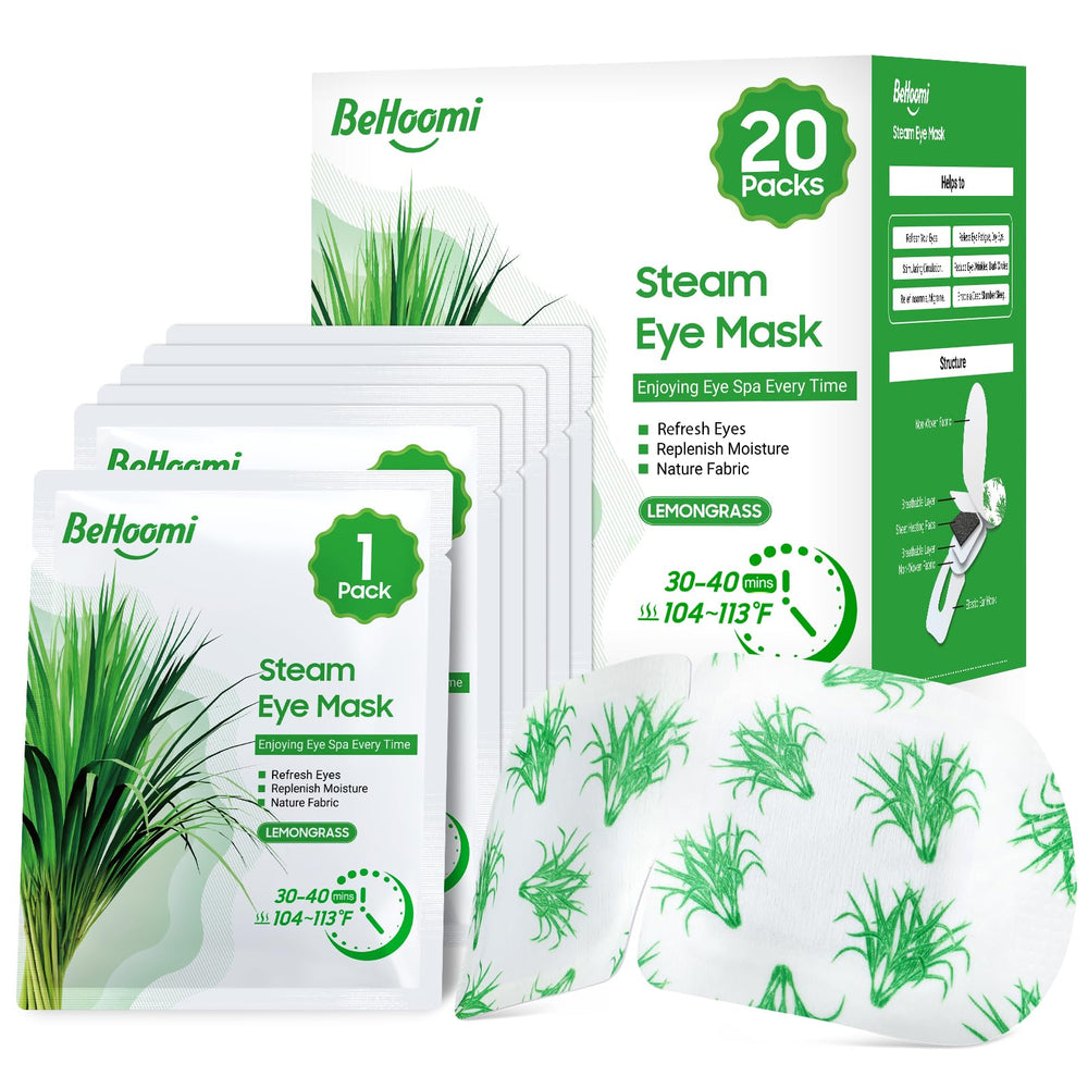 BeHoomi steam eye mask lemongrass packaging for gifting and travel