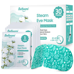 BeHoomi steam eye mask on face delivers gentle warmth for relaxation.