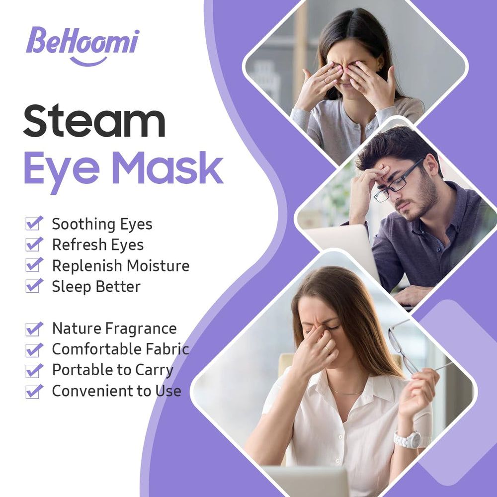 BeHoomi mask temperature close-up shows gentle warmth for relaxing eyes