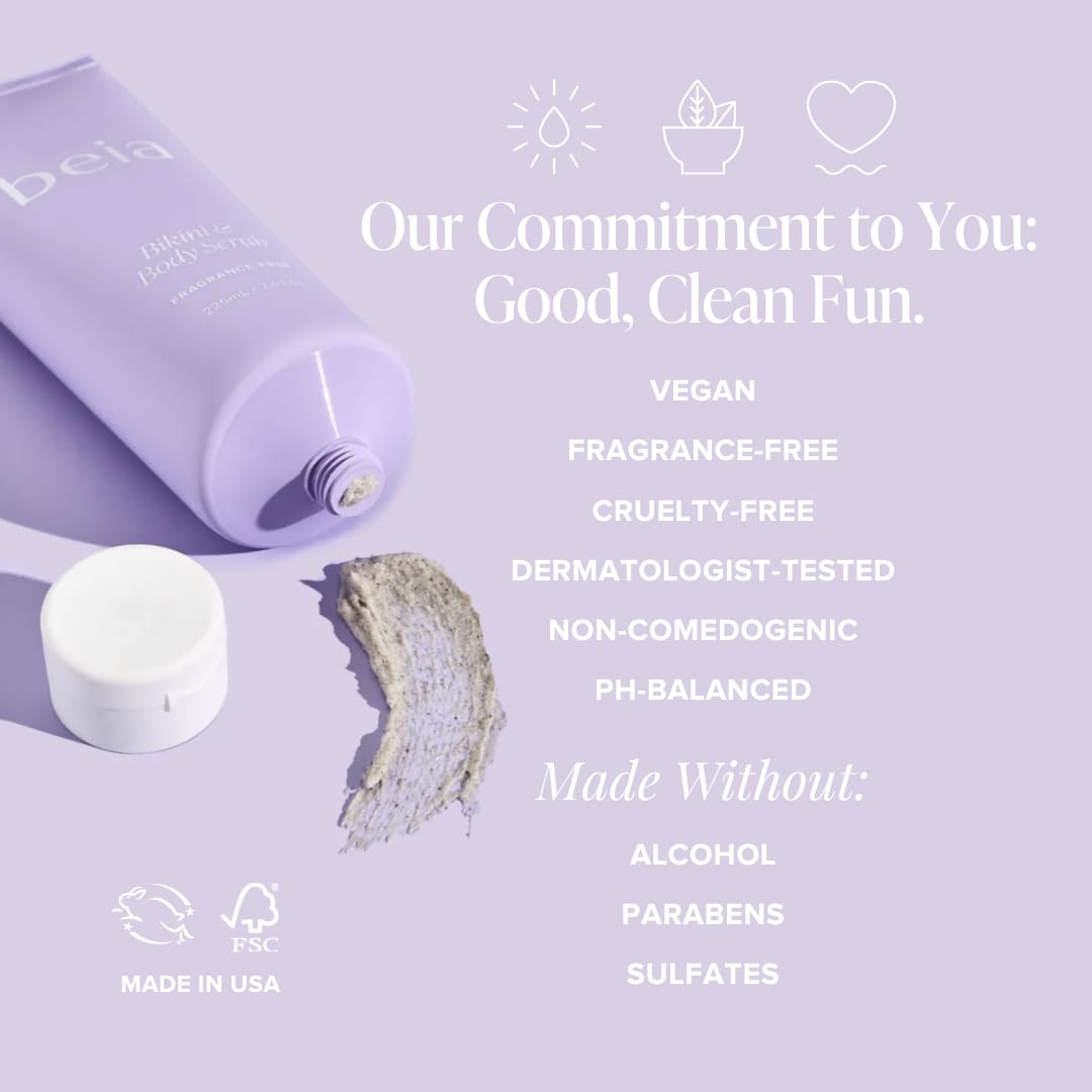 Beia bikini line exfoliation shot emphasizes even texture and reduced roughness.