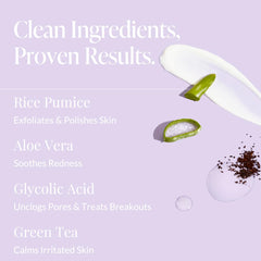 Beia scrub texture close-up reveals fine grains for effective exfoliation.