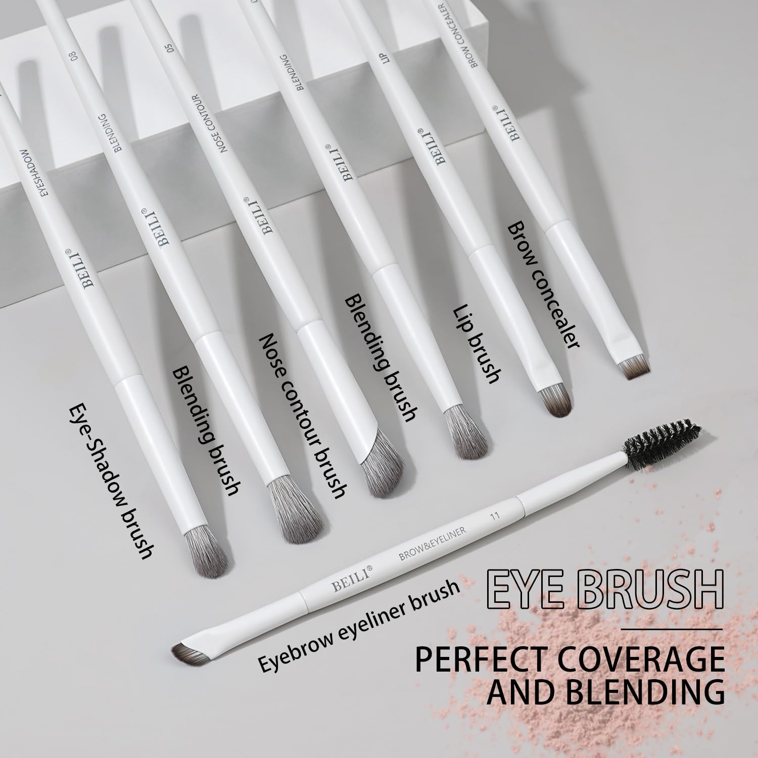 BEILI white eyebrow brush for natural, defined brows.