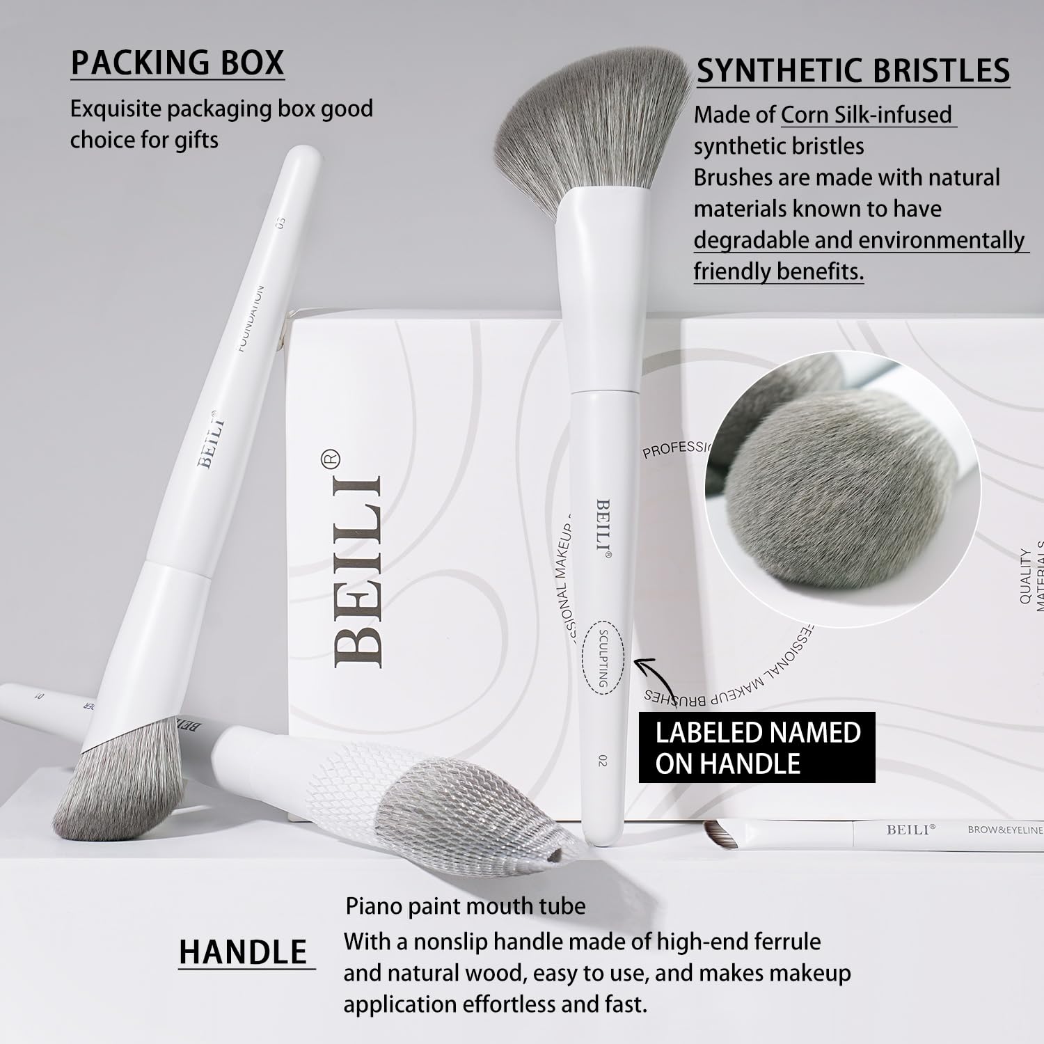 BEILI white eyeshadow brush for precise blending and color payoff.