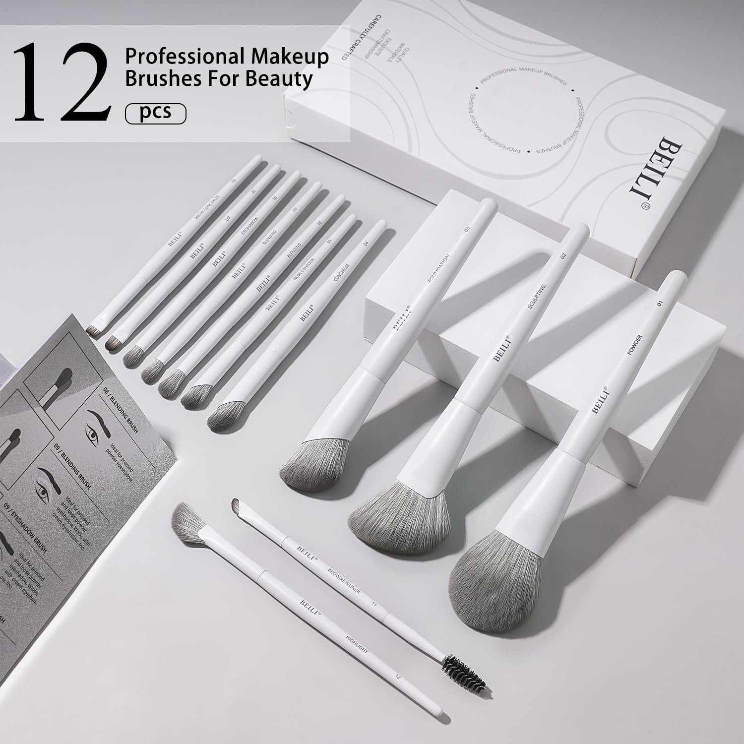 BEILI white foundation brush for flawless liquid makeup application.