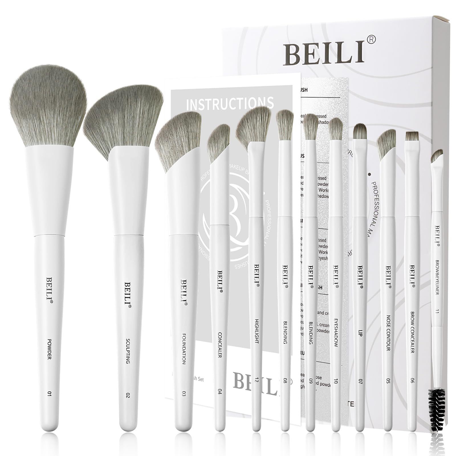 BEILI white powder brush for seamless, natural-looking powder application.