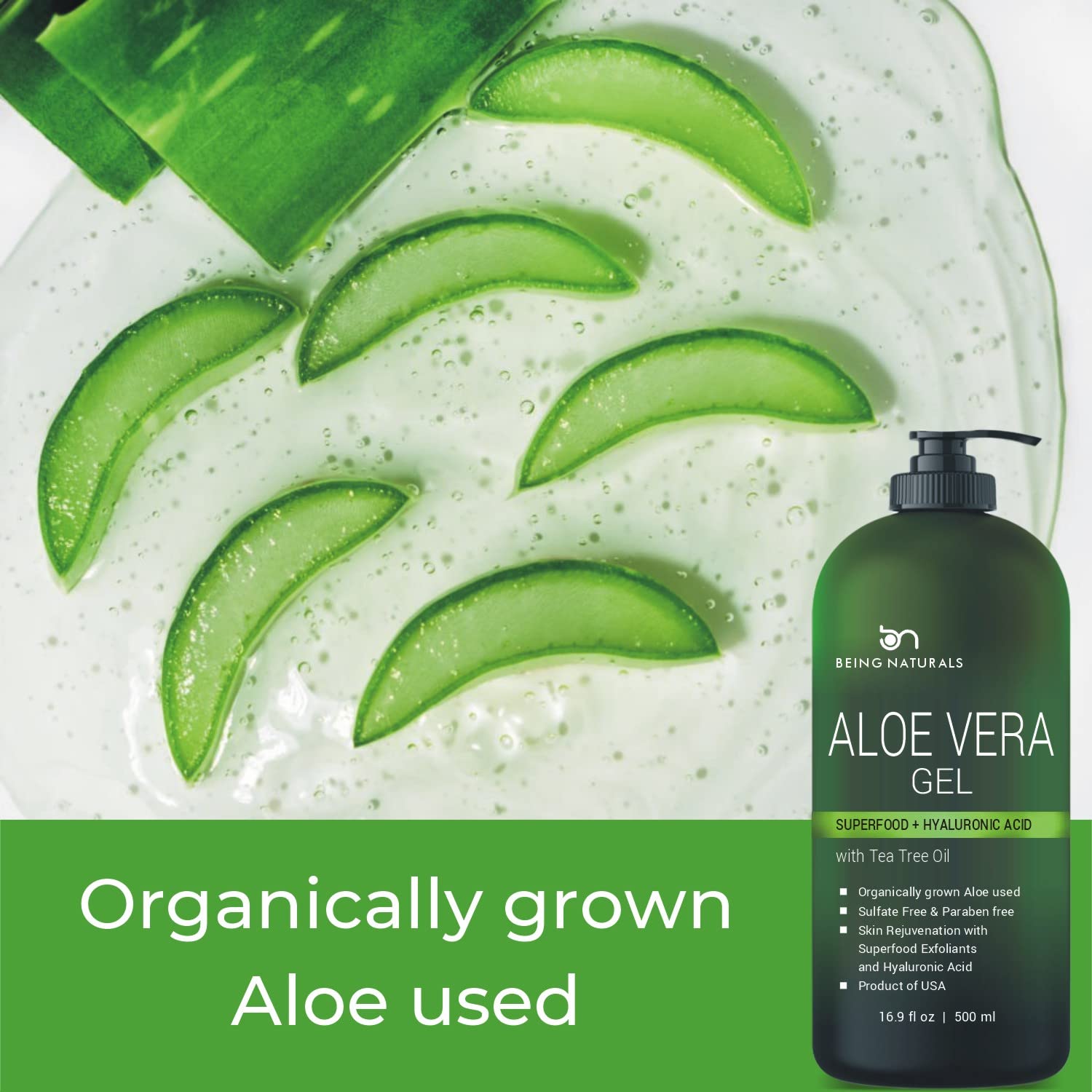 Being Naturals Aloe Gel face application demonstrates fast absorption