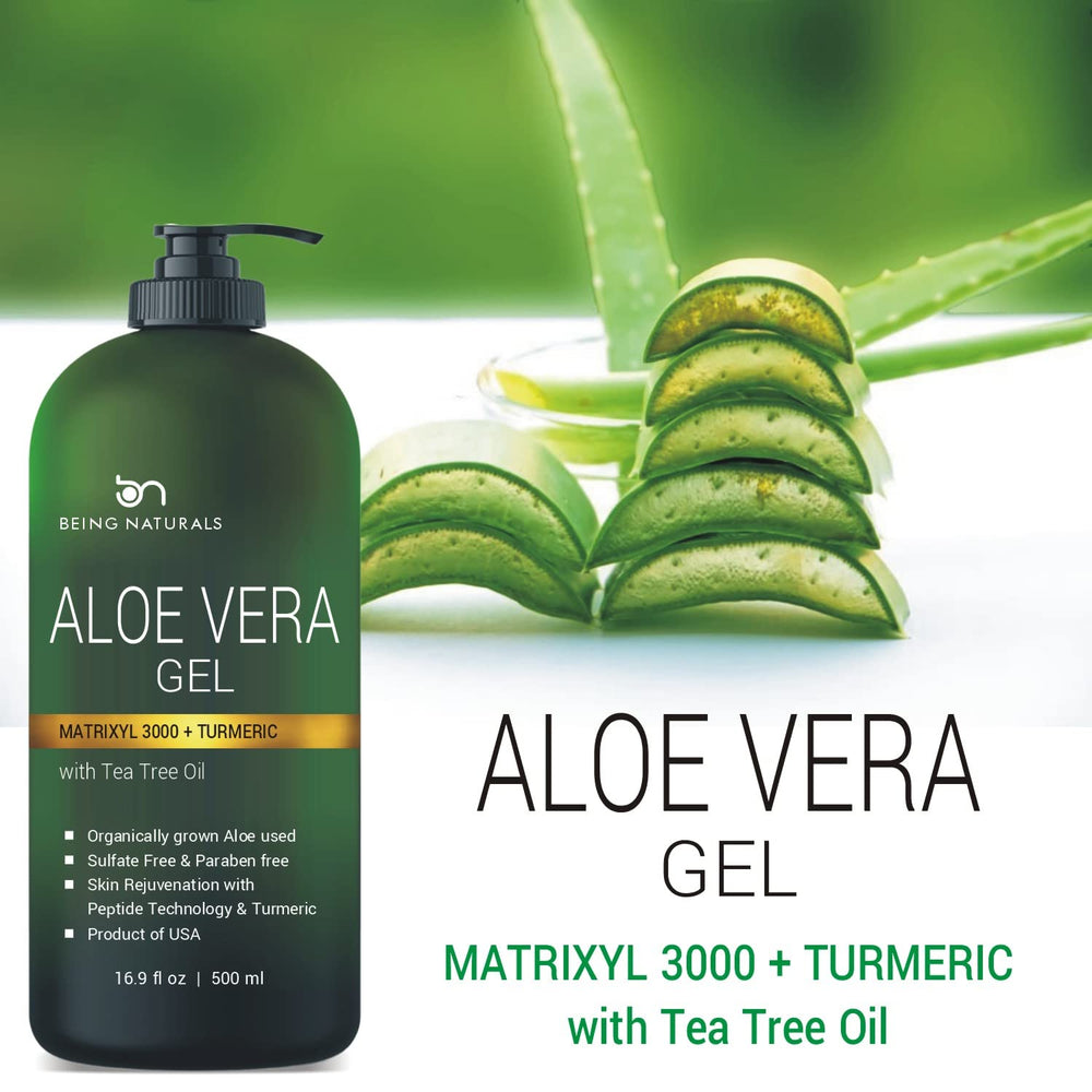 Being Naturals Aloe Gel soothes sunburn, offering a cooling skin relief impression.
