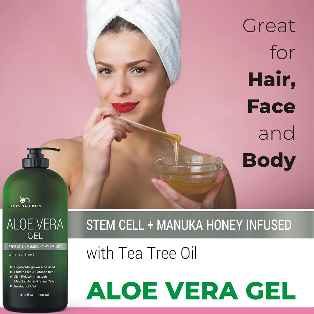 Being Naturals Aloe Vera Gel skin application for daily moisture.
