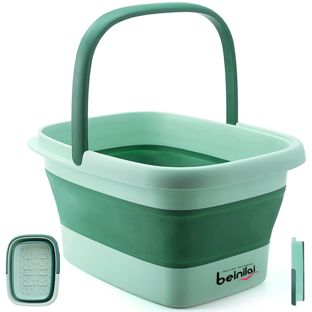 Beinilai collapsible foot bath folded for compact storage and travel convenience