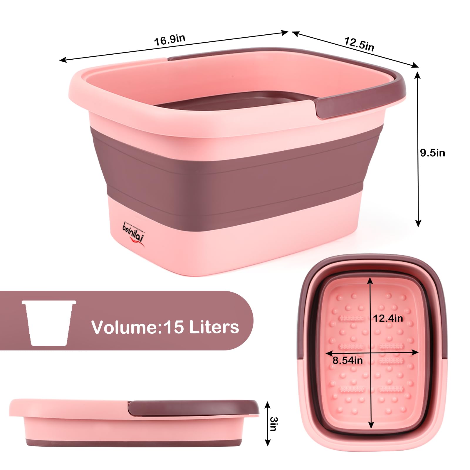 Beinilai foot bath showcases 54 massage bumps and rollers for soothing relief.