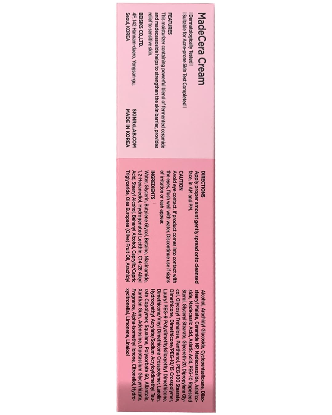 BEISIKS SKINRxLAB Made Cera Cream packaging and brand details