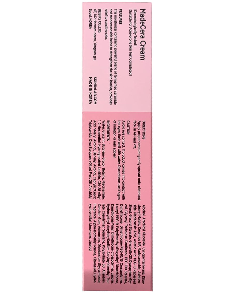 BEISIKS SKINRxLAB Made Cera Cream packaging and brand details