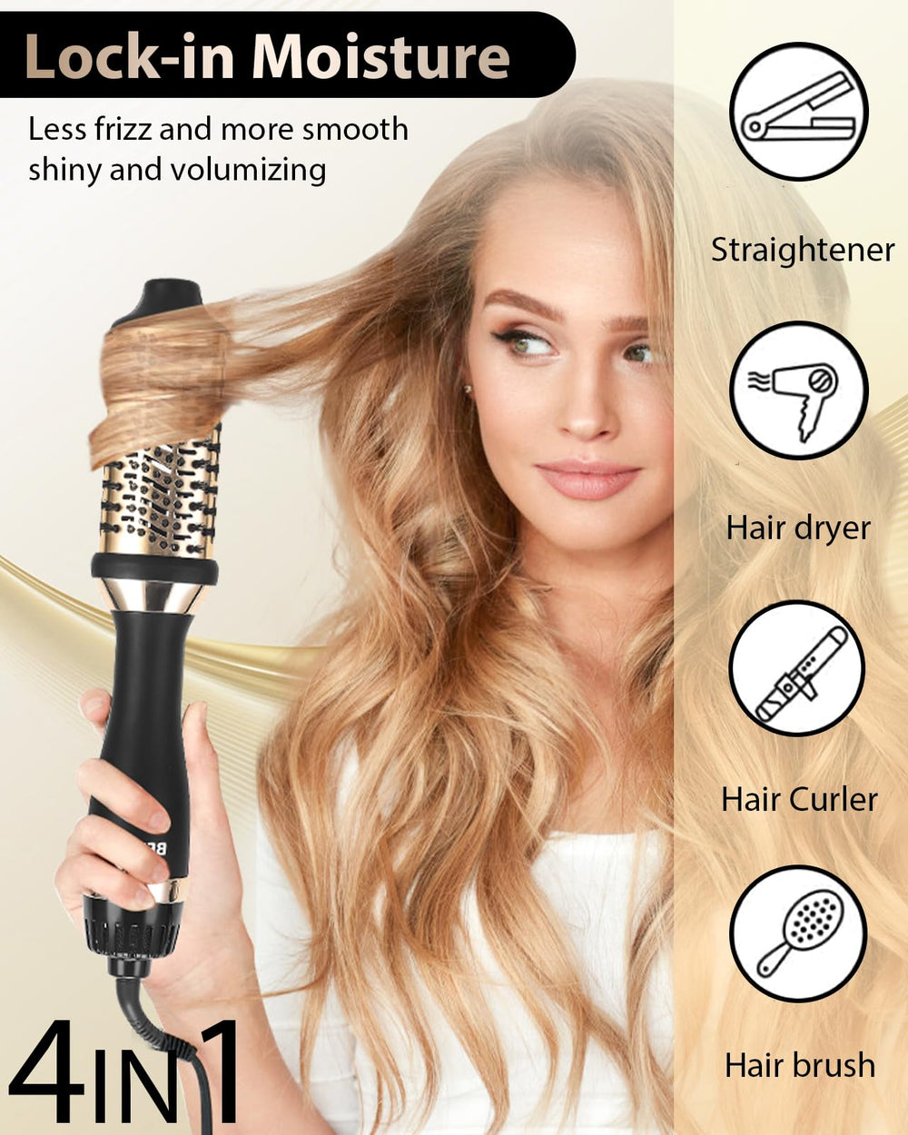 BEITMISS ionic technology hair dryer brush enhances shine and reduces frizz.
