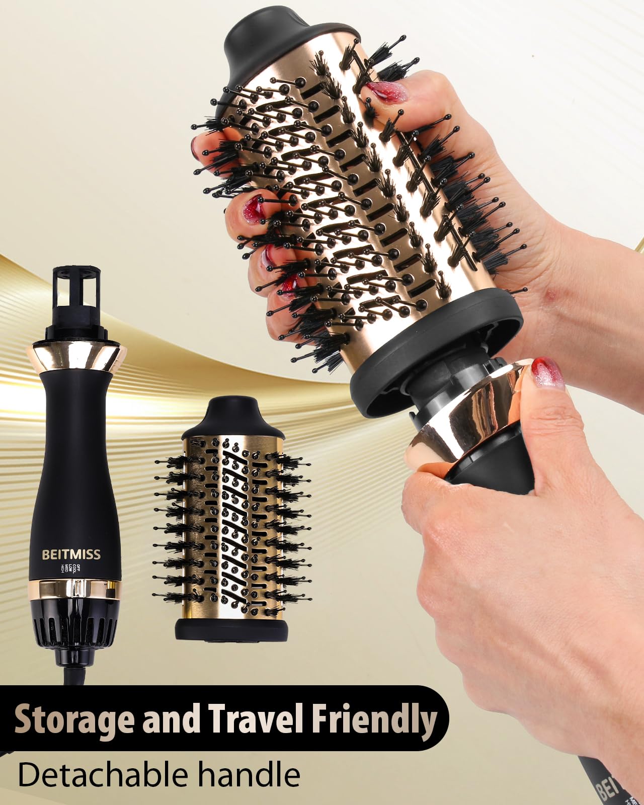 BEITMISS titanium tubes and temperature sensor protect hair during heat styling.