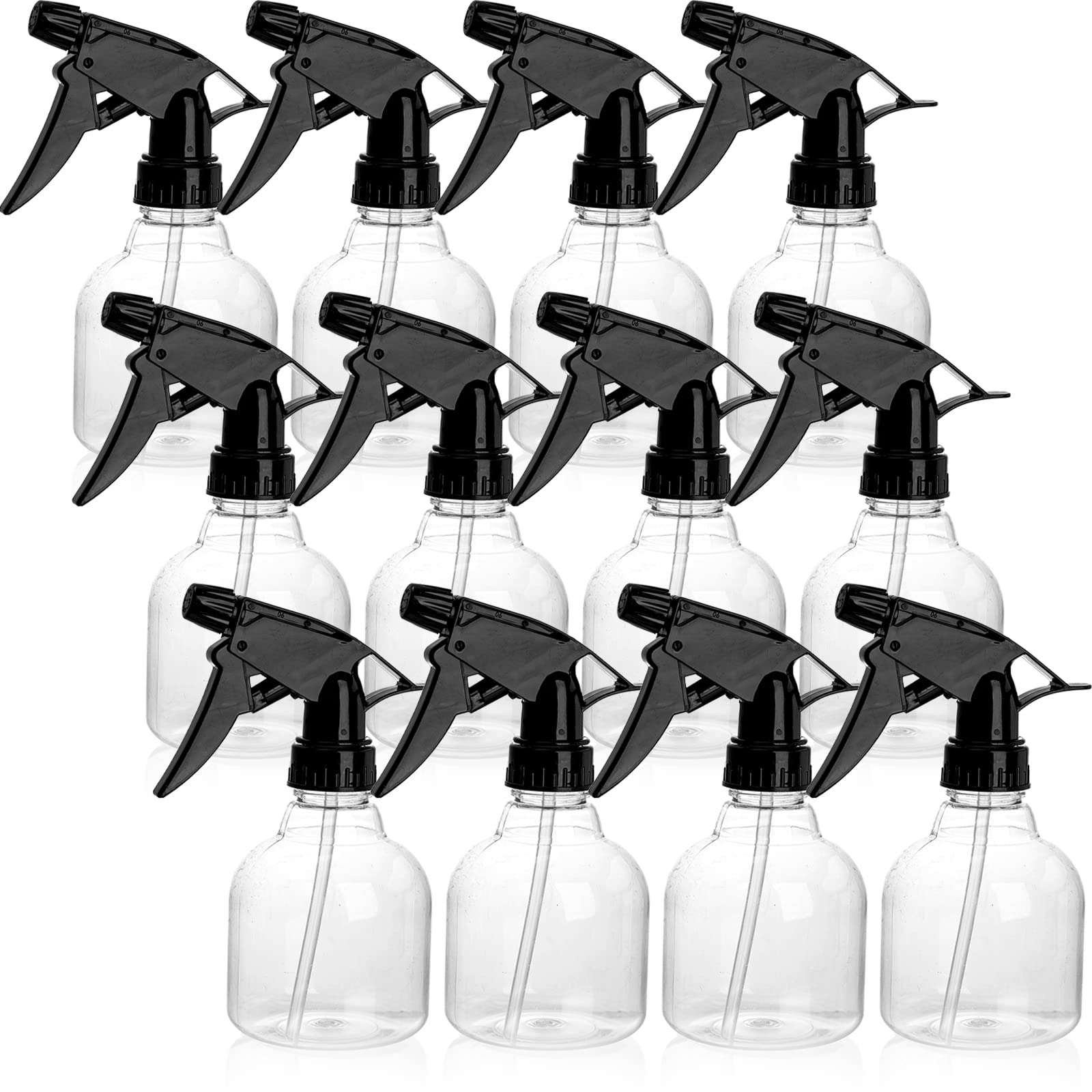 Bekith 12-pack 8oz spray bottles with clear design for easy labeling