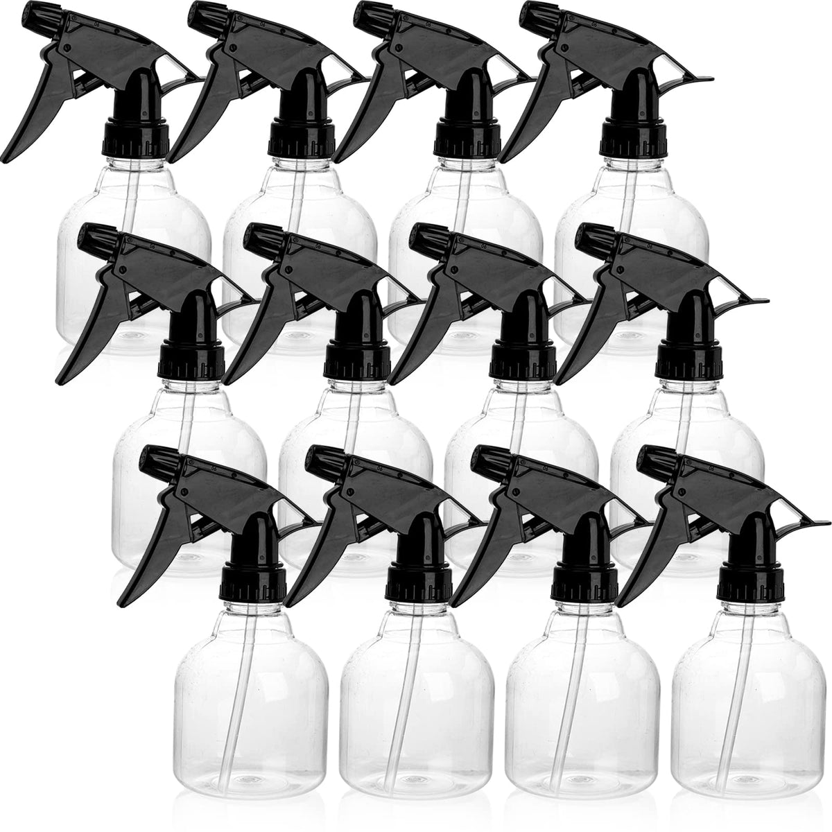 Bekith 12-pack 8oz spray bottles with clear design for easy labeling