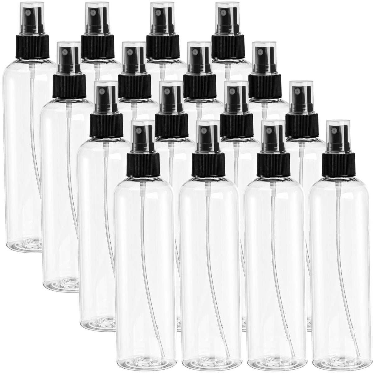 Bekith 16-pack 8 oz clear spray bottles offer clear visibility for quick content identification.