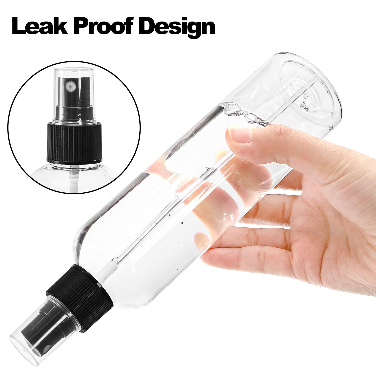 Bekith clear bottles make labeling straightforward for easy content identification.