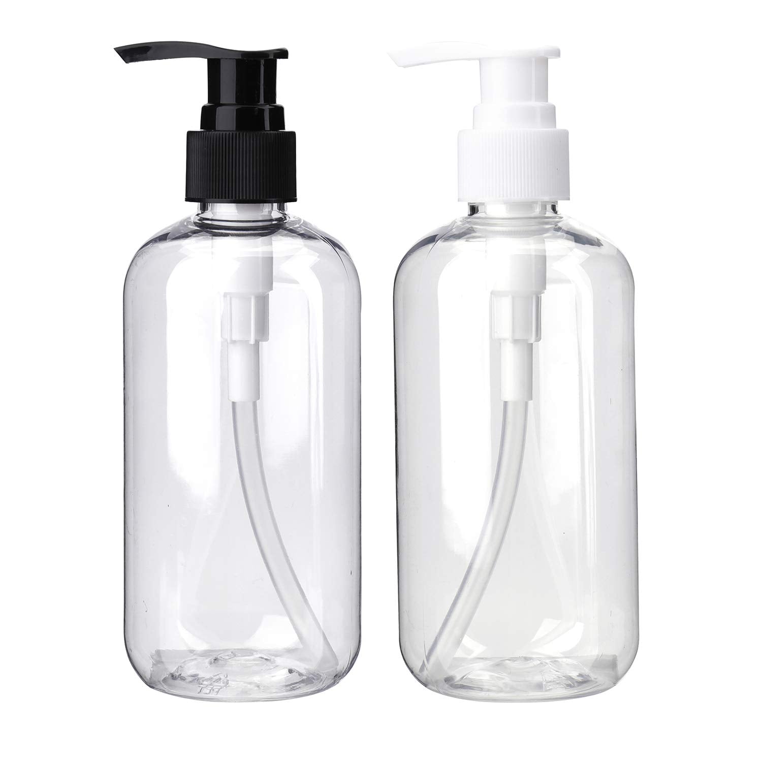 Bekith locking-pump system on clear bottle helps prevent spills.