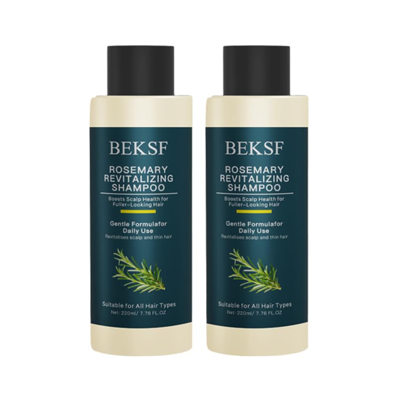BEKSF Rosemary Shampoo bottle pours to refresh oily scalp and balance roots.