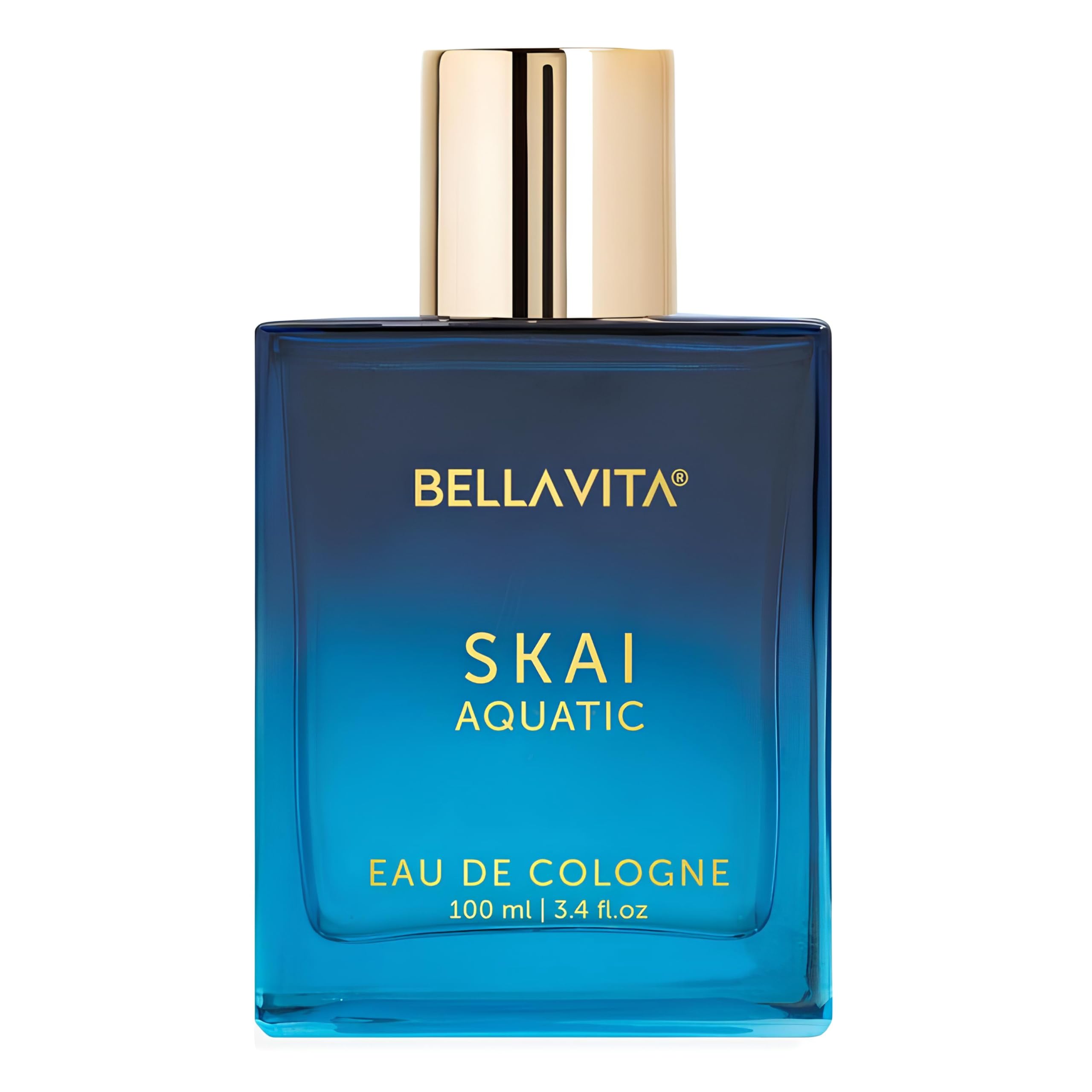 Bellavita Luxury SKAI Aquatic Unisex Cologne bottle-front highlights refreshing unisex fragrance for daily wear.