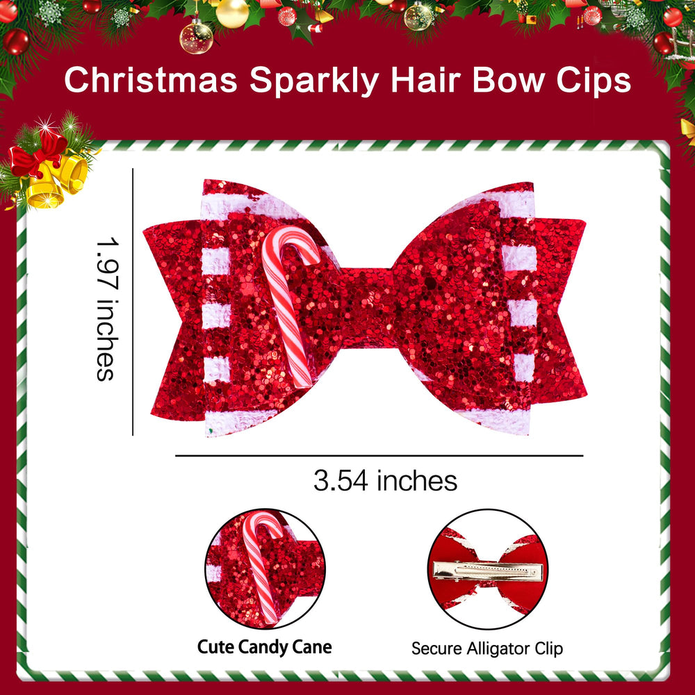 Beleki candy cane bow hair clip in red tones for holiday outfits