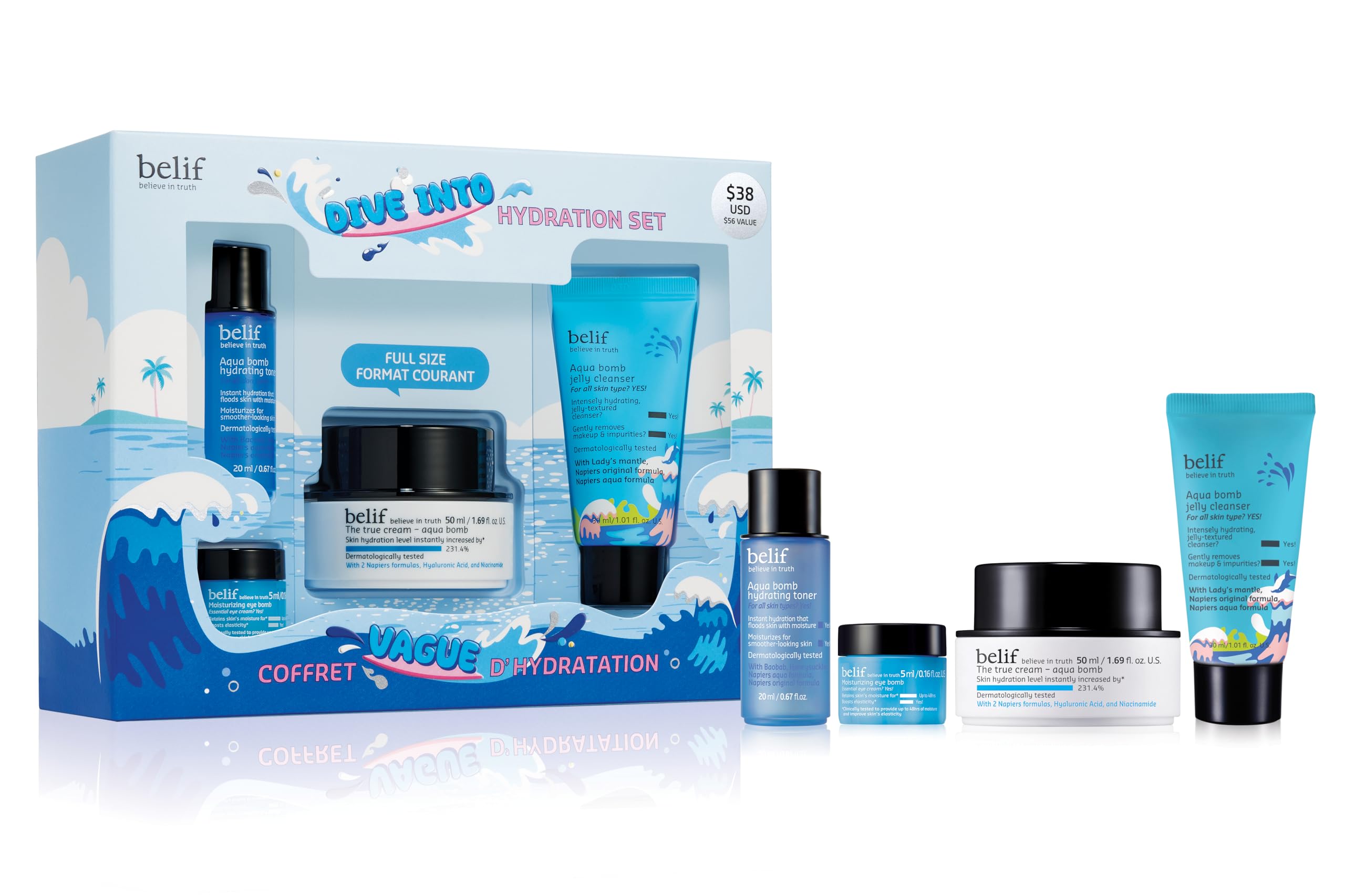 Belif Aqua Bomb hydration jar delivers lightweight hydration and a fresh glow.