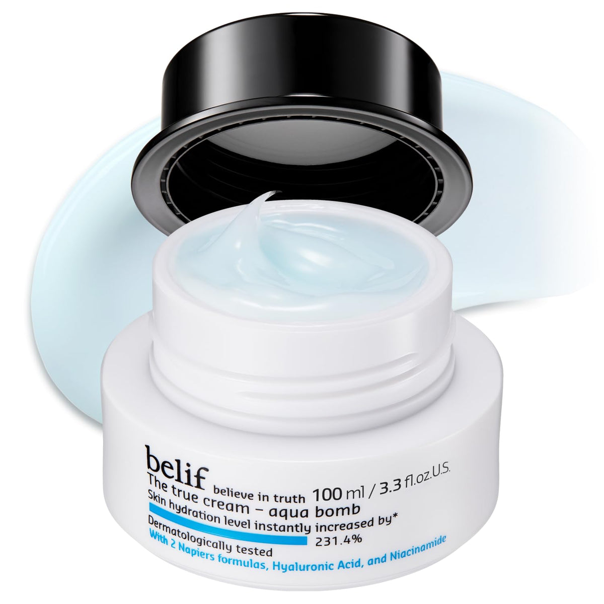 belif Aqua Bomb jar closeup highlights refreshing gel texture for instant hydration