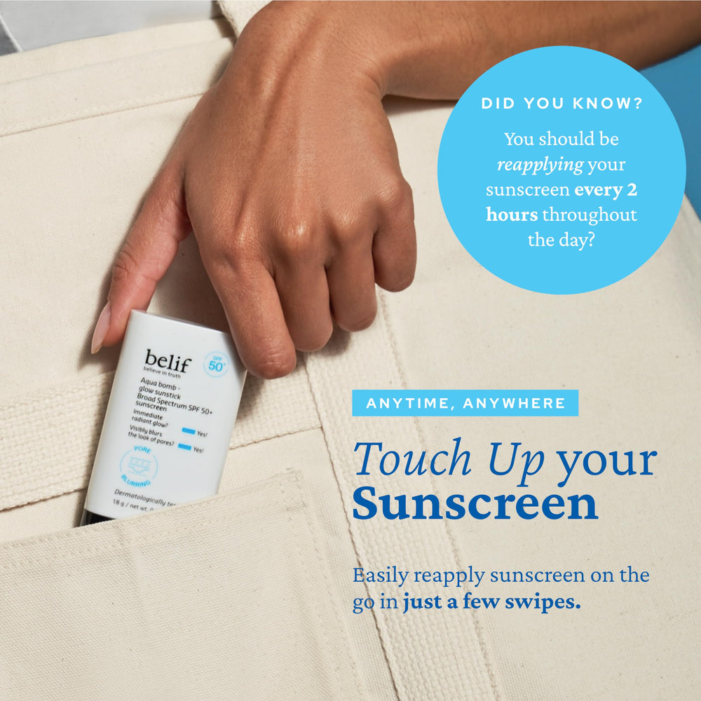 belif Aqua Bomb Niacinamide Sunscreen Stick SPF50 PA++++ badge on cap
