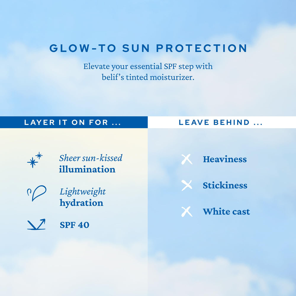 belif Dew Guard natural glow on skin for healthy-looking complexion.