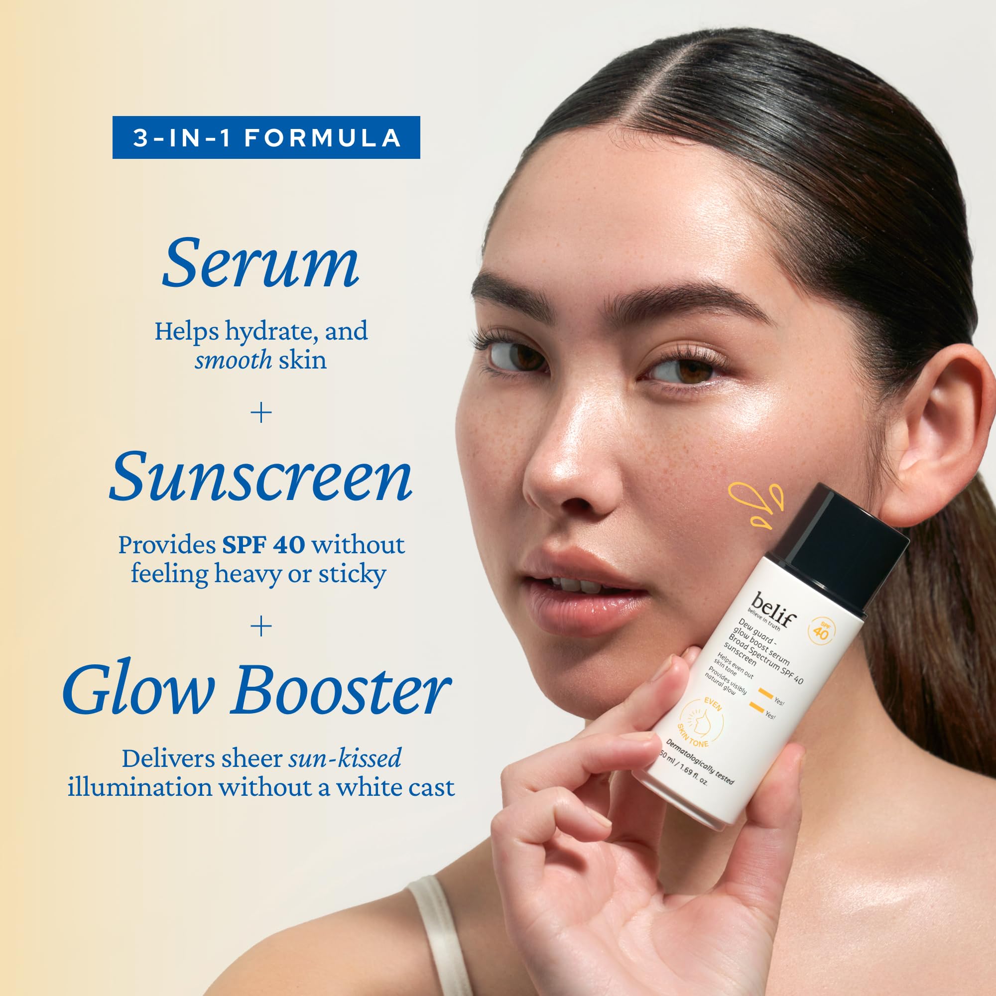 belif Dew Guard Niacinamide Vitamin C brightens and evens tone.