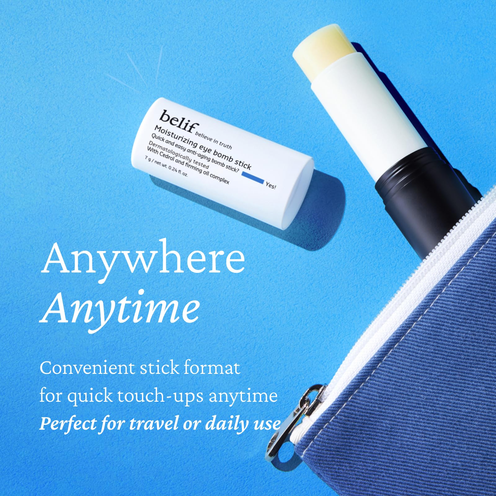 belif Moisturizing Eye Bomb Stick brightening results around the eye area